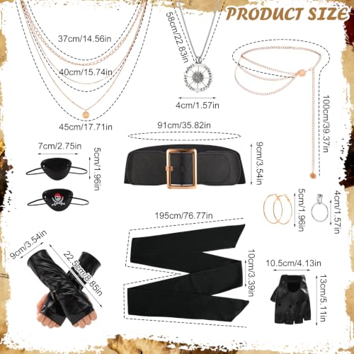 JATEBI Pirate Costume Accessories Set for Women Outfit - style: Burgundy Cashew Flower and Black Vintage