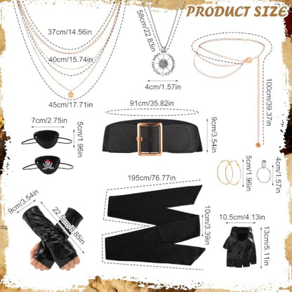 JATEBI Pirate Costume Accessories Set for Women Outfit - style: Burgundy Cashew Flower and Black Vintage