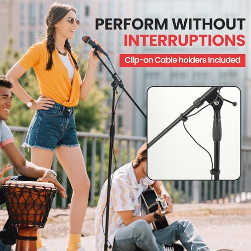 Pyle Universal Tripod Microphone Stand - Knob Boom Extends Up to 31'', Strong and Lightweight Tubing, 3.5'' x 38'' -inches, Lightweight and Collapsible Mic Stand - style: Gloss Black Finish