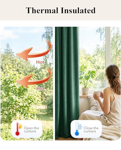StangH Emerald Green Grommet Velvet Blackout Curtains, W42xL84, 2 Panels - color: Green Series - Emerald Green, size: 42"W x 84"L (Pack of 2)