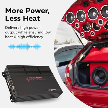 Precision Power TM4.2000D, Trax Micro Series Car Stereo Amplifiers, 4 Channel Compact Voice Amplifier, 4Ch Stereo Amp for Highs, Multi Channel Class D Audio Amps - size: TM4.2000D