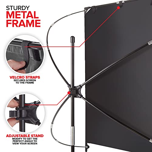 Modern Innovations 80 Inch HD Outdoor Movie Screen, Portable Outdoor Projector Screen and Stand for Indoor or Backyard Use, Foldable Frame, Movie Projection Screens for Travel, Camping, Family Movies