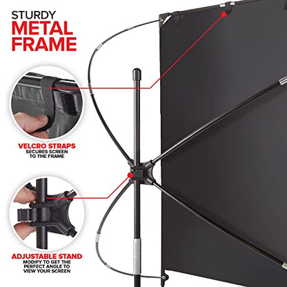 Modern Innovations 80 Inch HD Outdoor Movie Screen, Portable Outdoor Projector Screen and Stand for Indoor or Backyard Use, Foldable Frame, Movie Projection Screens for Travel, Camping, Family Movies