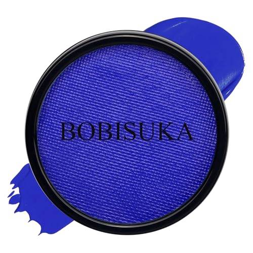 BOBISUKA Dark Blue Face Body Paint, Water-Based Face Painting Kit & Body Paints, Safe Non-Toxic Facepaint for Halloween Avatar Mystique Nebula Yondu Smurf Makeup Costume Cosplay Party Theater & Film - color: Dark Blue