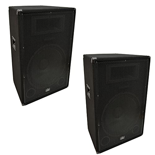Harmony Audio 15" Passive PA Speaker Pair 900W 2-Way Venue Cabinets HA-V15P | Set of 2 matched units, deep low-end punch for bands and mobile DJs, ready for stands or stage floor use, 15 inch size - style: Two Pack
