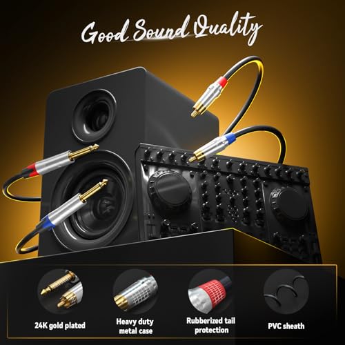 Tisino RCA to 1/4" Cable,Dual RCA to Dual 1/4" TS HiFi Audio Cable, 10 FT | 2 RCA to 2 1/4" TS Male Patch Cord for Mixer, Speaker, Amp, Gold-Plated Shielded HiFi Stereo Audio Interconnect Cable - size: 10 feet