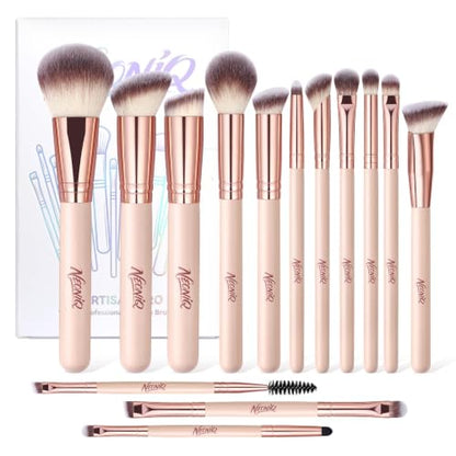 14 PCS Professional Makeup Brushes, Makeup Brush Set, Foundation Powder Blending Concealer Eyeshadows Blush Cosmetics Brushes,Versatile Face Make Up Tools For Liquid, Cream, Loose(Pink) - color: 14Pcs-Pink