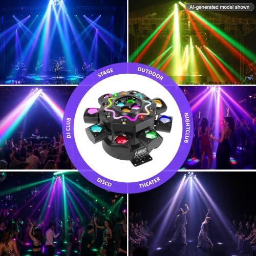 8 Arm Moving Head DJ Lights -200W RGBW LED Party Lights with RG Starlight,6 Strobe Lights, 540° Pan 180° Tilt, DMX512 & Sound Activated Auto Mode - DJ Lights for Parties, KTV, Wedding, Club