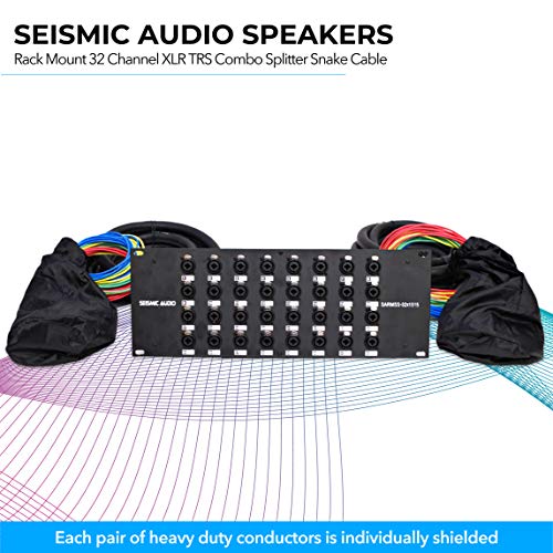 Seismic Audio Speakers Rack Mount 32 Channel XLR TRS Combo Splitter Snake Cable, 5’ And 15’ XLR Trunks, 32 Channel Splitter - size: 5 Foot x 15 Foot - 32 Channel