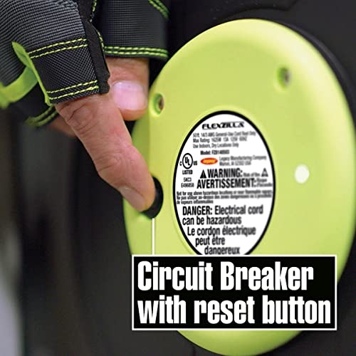 Flexzilla Retractable Extension, 14/3 AWG SJTOW, 50', Grounded Triple Tap Outlet Electric Cord Reel, ZillaGreen, FZ8140503 - size: 50ft / 14 Gauge