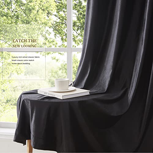 BULBUL Velvet Black Blackout Curtains 90 inch Long for Living Room - color: Black, size: 52"W x 90"L (Pack of 2)