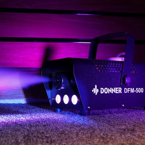 Donner Fog Machine with 13 Colors, 500W 2000CFM Party Smoke Machine with RGB LED Light, Indicate Light with 2 Wireless Remote Controls, Manual Spray Fog, for Halloween Festival Wedding Indoor Use