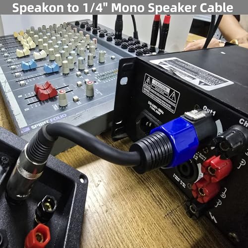 Sam&Johnny Speakon Female to 1/4" Male TS Speaker Cable Adapter - Professional Audio Connector Cable Heavy Duty Speakon Cable for PA System Amplifier (2 Pack, 6 Inch)