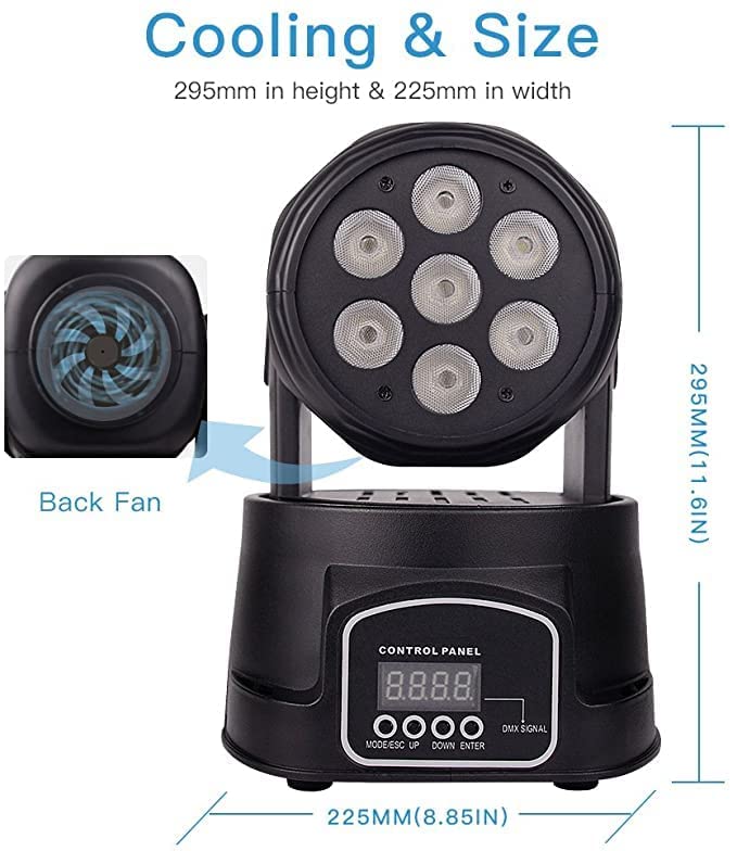 Betopper 7x8W Moving Head DJ Lights,RGBW Stage Lighting-2 Packs | 7x8W RGBW LEDs, DMX512/Auto/Sound/Master-Slave, Mini Moving Head Light For Stage, Party, Club, Wedding Event, Festival, Disco