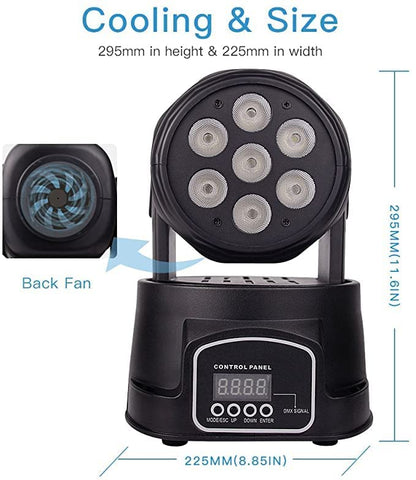 Betopper 7x8W Moving Head DJ Lights,RGBW Stage Lighting-2 Packs | 7x8W RGBW LEDs, DMX512/Auto/Sound/Master-Slave, Mini Moving Head Light For Stage, Party, Club, Wedding Event, Festival, Disco