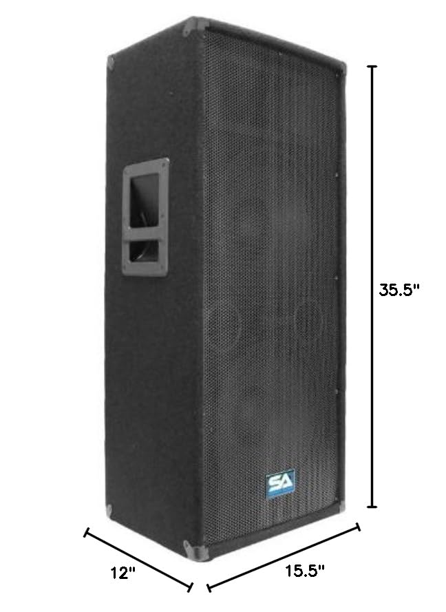 Seismic Audio - SA-122T-PKG23 - Pair of Dual 12 Inch PA/DJ Loudspeakers and 50' Speaker Cables - Dual 12 Inch Club,Party Loud Speakers
