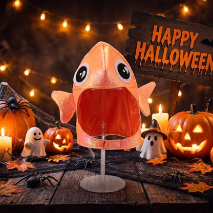 Halfchet Goldfish Halloween Funny Hat Costume Accessory Ocean Costume | 3D Goldfish with Soft Texture, Halloween Funny Hat Costume Accessory， Ocean Costume Sea Animal for Halloween Dress up - style: Goldfish