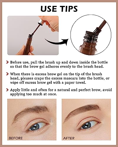 Waterproof Tinted Brow Gel- Long Lasting SmudgeProof Liquid Eyebrow Makeup, Eyebrow Mascara Tinted Brow Glue, Eye Brow Filler, Volumizing Enhance Brow Mascara,With Brow Razor,Gift for Women- 03Brown - color: 03# Brown