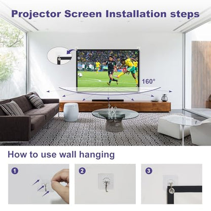 60-Inch Anti-Light Projector Screen, 4K HD 4:3 Portable Outdoor Movie Screen, Black Backing Foldable Indoor Projection Screen with High Gain & 160° Viewing Angle for Home Theater, Camping, RV