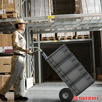 Suzhi Two Large Wheel Hand Truck Dolly Cart with Wheels Heavy Duty/with 2 Wheels / 600Lbs Load, 2 Straps for Furniture/Appliance/Carton/Warehouse/Office /10 Minutes to Install as Video - color: White