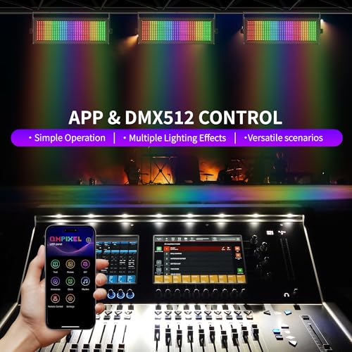 DJ Strobe Light for Parties,80W 432 LEDs RGB 3IN1 Stage Strobe&Wash Lights Bar with APP Control DMX512 Sound Activated DJ Disco Strobe Lights for Halloween Birthday Party Wedding Show Club