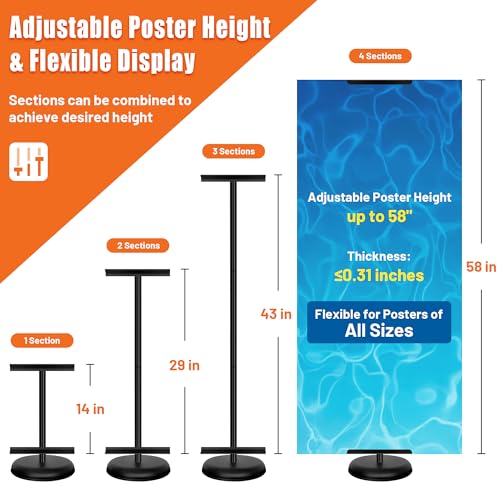 2Pack Adjustable Poster Stand for Display, Single-Sided Floor Pedestal Sign Holder, Poster Board Easel Stand up to 58", Welcome Sign Stand for Foam & Board, Wedding, Business & Events – Black - size: 2 Pack