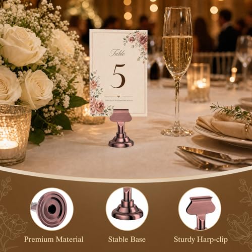 ERYTLLY 16 PK Place Card Holders 1.7 inches Table Card Holder Steel Card Holders for Weddings,Birthdays,Photos, Memo Notes, Restaurants (Antique Copper) - color: Antique Copper