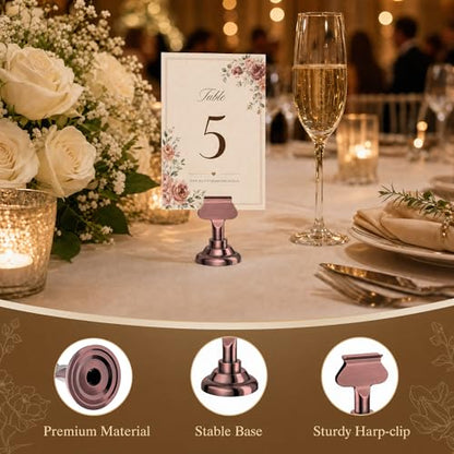 ERYTLLY 16 PK Place Card Holders 1.7 inches Table Card Holder Steel Card Holders for Weddings,Birthdays,Photos, Memo Notes, Restaurants (Antique Copper) - color: Antique Copper