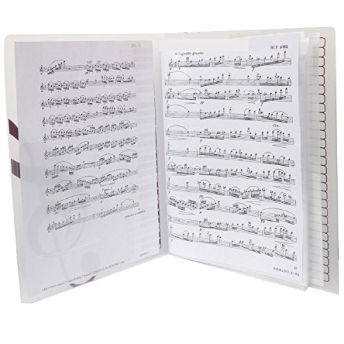 Music Sheet File Paper Storage Folder Documents Holder Blank Sheet Files Plastic A4 Size 40 Pockets (Music Instrument White) - color: Music Instrument White