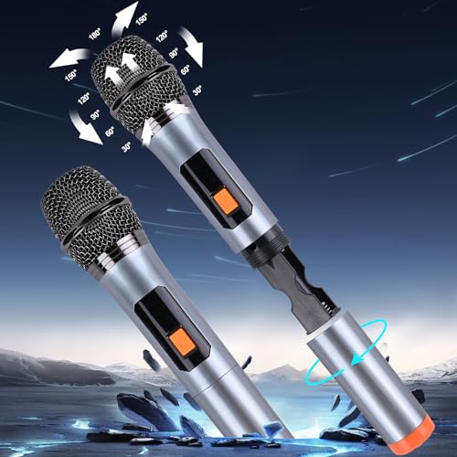 Karaoke Machine with 2 Wireless Microphones, Portable PA System Big Bluetooth Speaker with LED Lights, Remote Control Support Bass/Treble Adjustment, TF Card/USB, REC for Adult Kids Home Party