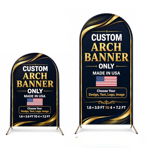 Custom Backdrop Arch Cover by BCB, 2-side Custom arch covers Printed in USA | 3.9 to 7.2 ft custom arch backdrop cover only, no stand, personalized backdrop customize photo for gender reveal, baby shower - color: Arc Banner