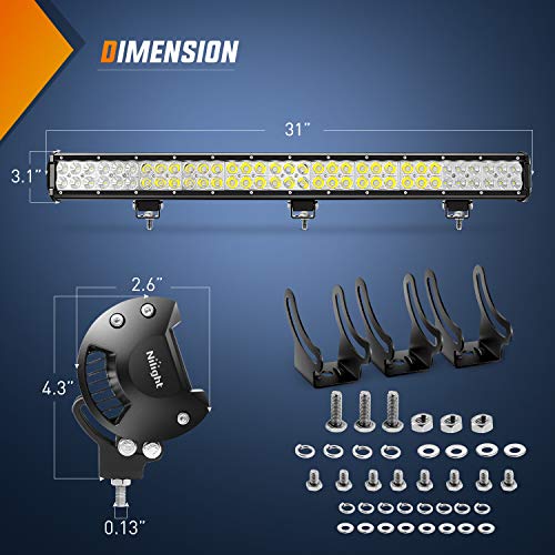 Nilight - 60009C-A 31" 198W Led Light Bar Flood Spot Combo Off Road Work Light Driving Fog Lights for SUV Boat 4x4 Jeep Lamp,2 Years Warranty - size: 31" 198W Combo Light Bar