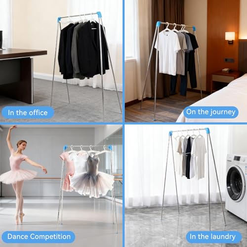 Twist-to-Lock Portable Clothes Drying Rack, Foldable Garment Rack for Travel, Dance Competitions, Collapsible Hanging Rack for Camping, Hotel & Dorm Use (With Hanger)
