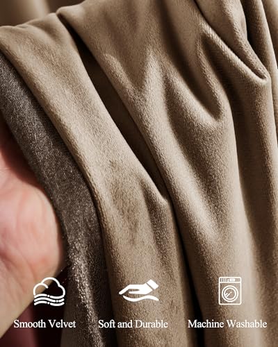 StangH Brown Velvet Curtains Blackout for Study Room, W52 x L108, 2 Panels - color: Brown, size: 52"W x 108"L (Pack of 2)