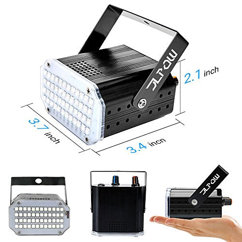 Halloween Strobe Light with Remote,JLPOW Sound Activated Mini LED Strobe Lights, Super Bright 48 RGB LED, Remote Control Flash Stage Lighting, Best for DJ Home Party Show Club Disco Dance (2-Pack)