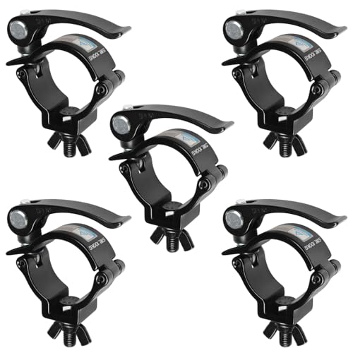 5 Pack 2" Black Truss Clamp, F34 DJ Stage Lighting O Hook, Aluminum, TUV