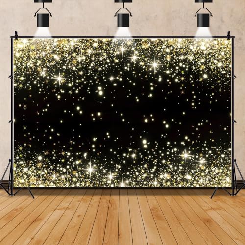 Black and Gold Backdrop 9x6ft Photo Booth Backdrop | Fabric Glitters Backdrops for Birthday,Graduation,Wedding,Prom,New Year,Retirement Party,Family Reunion,Masquerade - size: 9x6ft