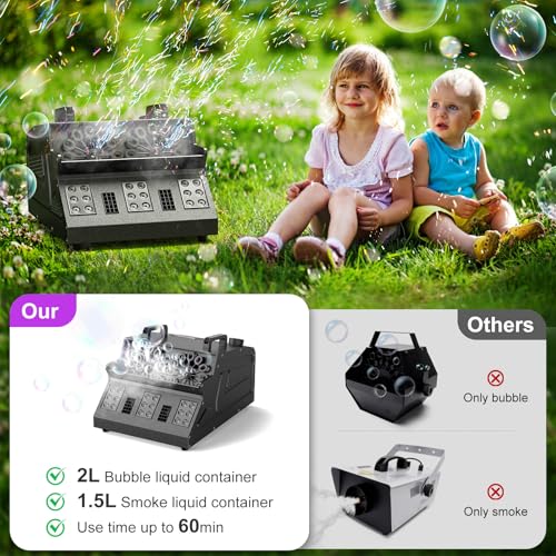 2000W 3 in 1 Fog Bubble Machine with 2 Bubble Fans - color: 1 Pack