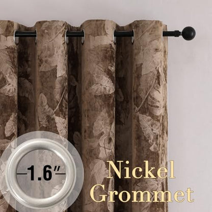 H.VERSAILTEX Velvet Leaf Pattern Curtains for Living Room 84" L, Caramel | Luxury Velvet, Room Darkening, Light Blocking, Noise Reducing, Thermal Insulated, Grommet Top, 52 X 84 Inch, 2 Panels - color: Leaf-caramel, size: 52"W x 84"L (Pack of 2)