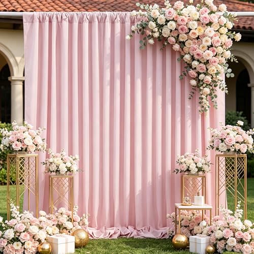 Dusty Rose Backdrop Curtains 10ftx8ft Wedding Polyester Photo Drapes - color: Dusty Rose, size: 2 Panels 5ft X 8ft