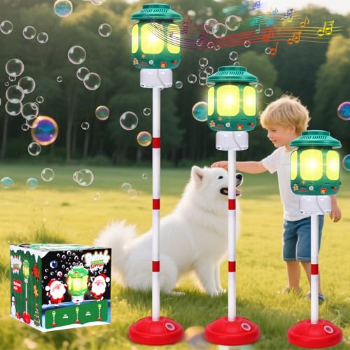Torch Bubble Machine Maker Stand, Adjustable Height Magical Bubble Torch Garden Lamp, Automatic Endless Bubble Fun for All (Xmas) - color: Xmas