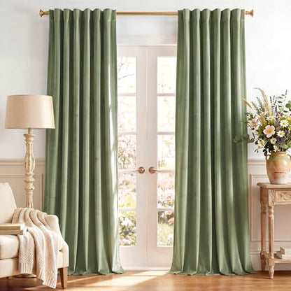 StangH Sage Green Velvet Curtains Farmhouse for Bedroom, W42xL90, 2 Panels - color: Green Series - Sage Green, size: 42"W x 90"L (Pack of 2)