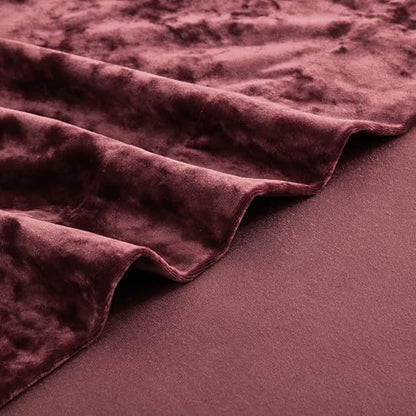 Chezmoi Collection Lux Burgundy Red Crushed Velvet Curtains 2 Panel Set - 84 inches Long Room Darkening Luxury Distressed Velvet Rod Pocket Window Drapes for Living Room Bedroom 50" W x 84" L - color: Burgundy Red