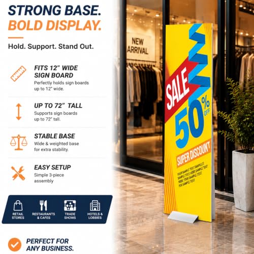 Blulu 1 Pcs Metal Floor Sign Holder Fits 12" Wide Sign Board up to 72" Tall - size: 12"