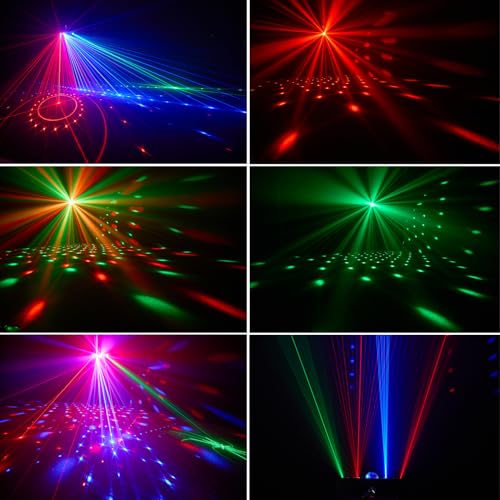DJ Lights for Parties, Pro 7 in 1 DMX & Sound Activated DJ Lights Show Machine with Disco Ball Light, UV Black Lights - Sound Activated LED Lighting for Home, Karaoke, Birthday and DJ Events World Cup - color: 4 Head
