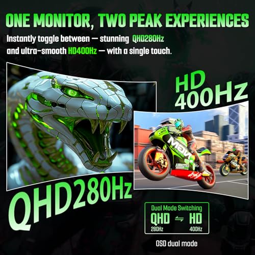 SANSUI 27 Inch 280Hz Curved Gaming Monitor,WQHD 280Hz / HD 400Hz Dual Mode, - size: 27