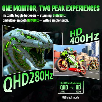 SANSUI 27 Inch 280Hz Curved Gaming Monitor,WQHD 280Hz / HD 400Hz Dual Mode, - size: 27