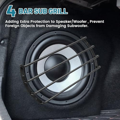 NuIth 12 Inch Metal Subwoofer Grill, 4 bar 12 Inch Audio Loudspeaker Grill Cover Protector, 12 Inch Black Car Bar Grille Sub Grill Cover, 12 Inch 4 Bar Speaker Cover 2PCS