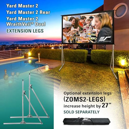Elite Screens Yard Master 2, 120-inch Outdoor Portable Fast Folding Projector Screen w/ Stand 16:9, 8K 4K Ultra HD 3D Movie Theater Cinema REAR Projection, OMS120HR3, US Based Company 2-YEAR WARRANTY - size: 120-inch, style: 16:9 Aspect Ratio