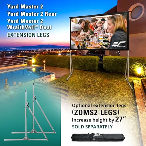 Elite Screens Yard Master 2, 120-inch Outdoor Portable Fast Folding Projector Screen w/ Stand 16:9, 8K 4K Ultra HD 3D Movie Theater Cinema REAR Projection, OMS120HR3, US Based Company 2-YEAR WARRANTY - size: 120-inch, style: 16:9 Aspect Ratio